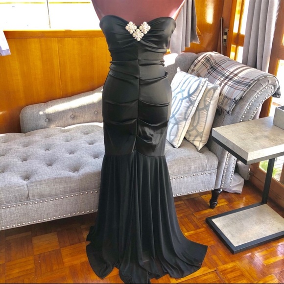 Black Prom Dress, Black Strapless Mermaid Evening Dress, Black Mermaid Strapless Formal Dress, Black Strapless Prom Dress, Sexy Black Formal